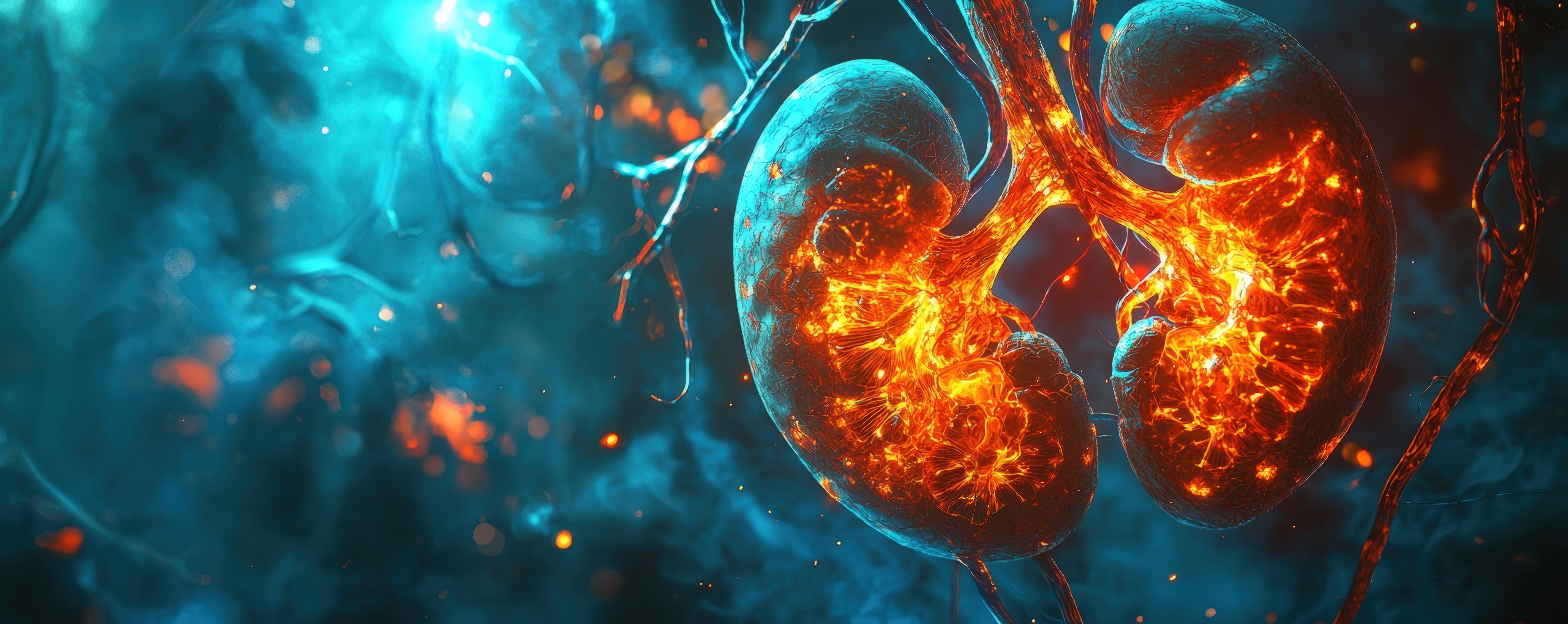 3D illustration showing kidney stone formation inside the renal system treated at Nephron Kidney Centre